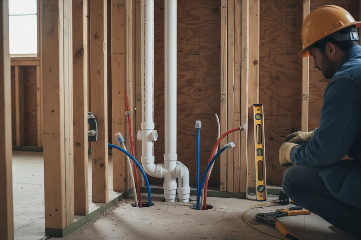 Drain and supply rough-in during Leak Detection in Taloga