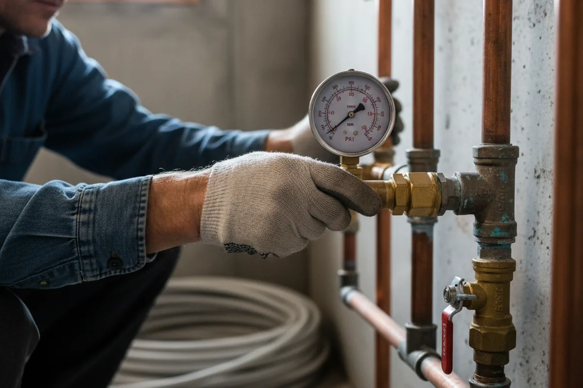 Pressure testing a repaired line during Water Line Repair in Taloga